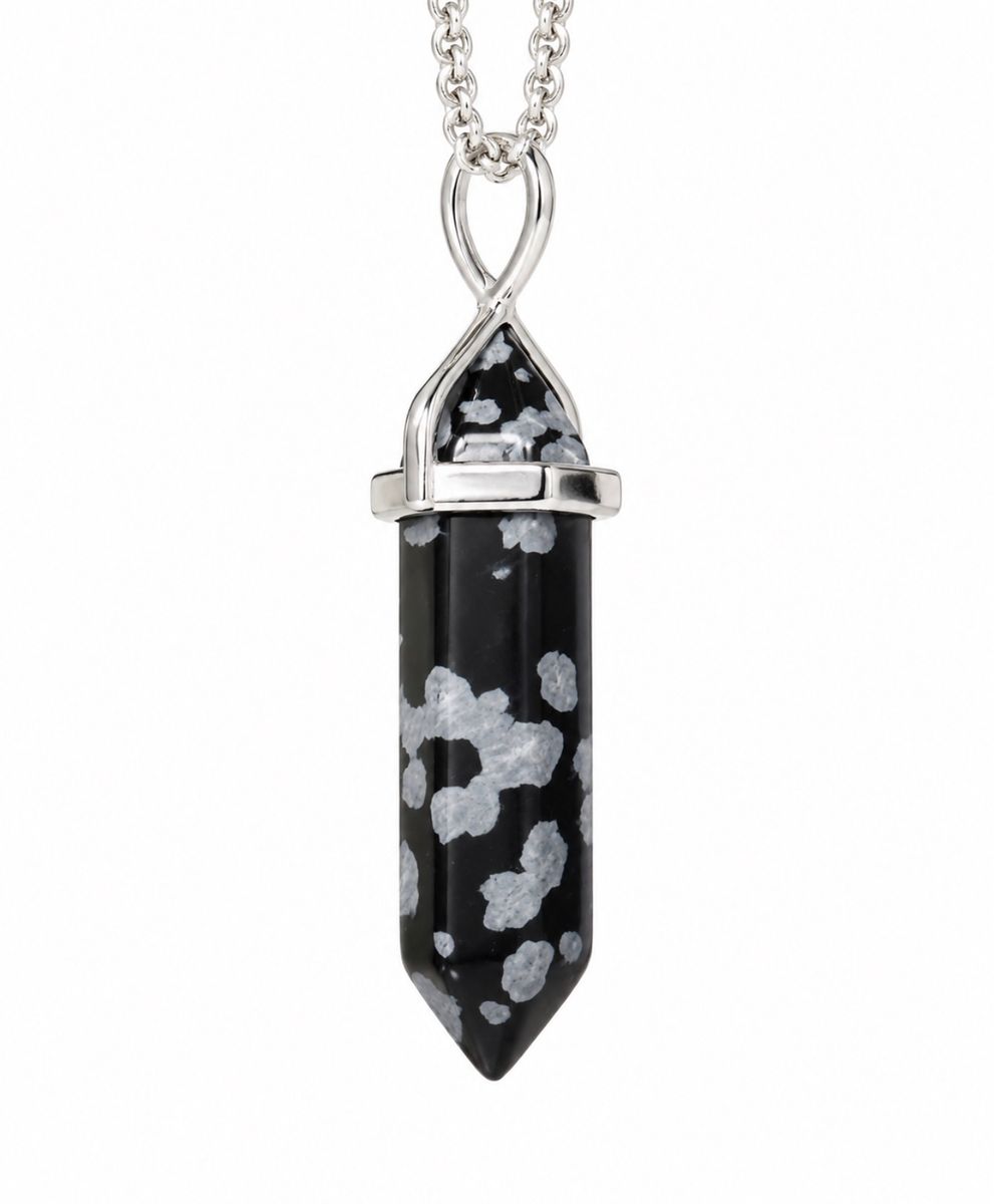 Obsidian Snøfnugg Dobbel Pointed Anheng