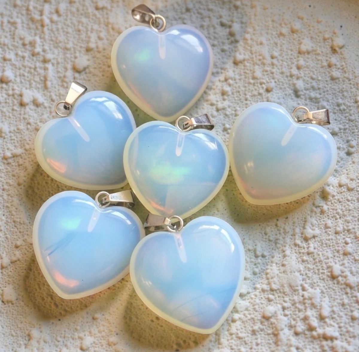 Opalitt Hjerte Anheng 2,5cm