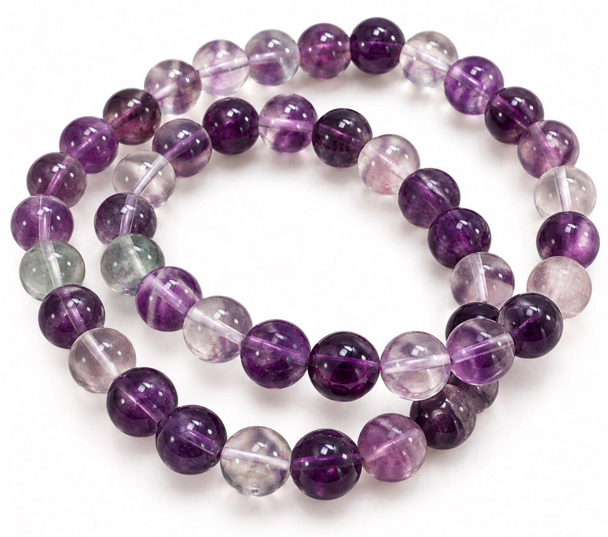 Fluoritt Lilla & Klar 8mm Armbånd 